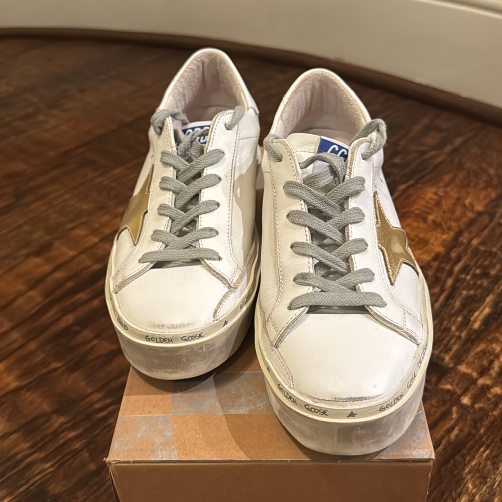 Golden Goose Hi Star ⭐️ White & Gold Size 6/36 - Picture 7 of 9